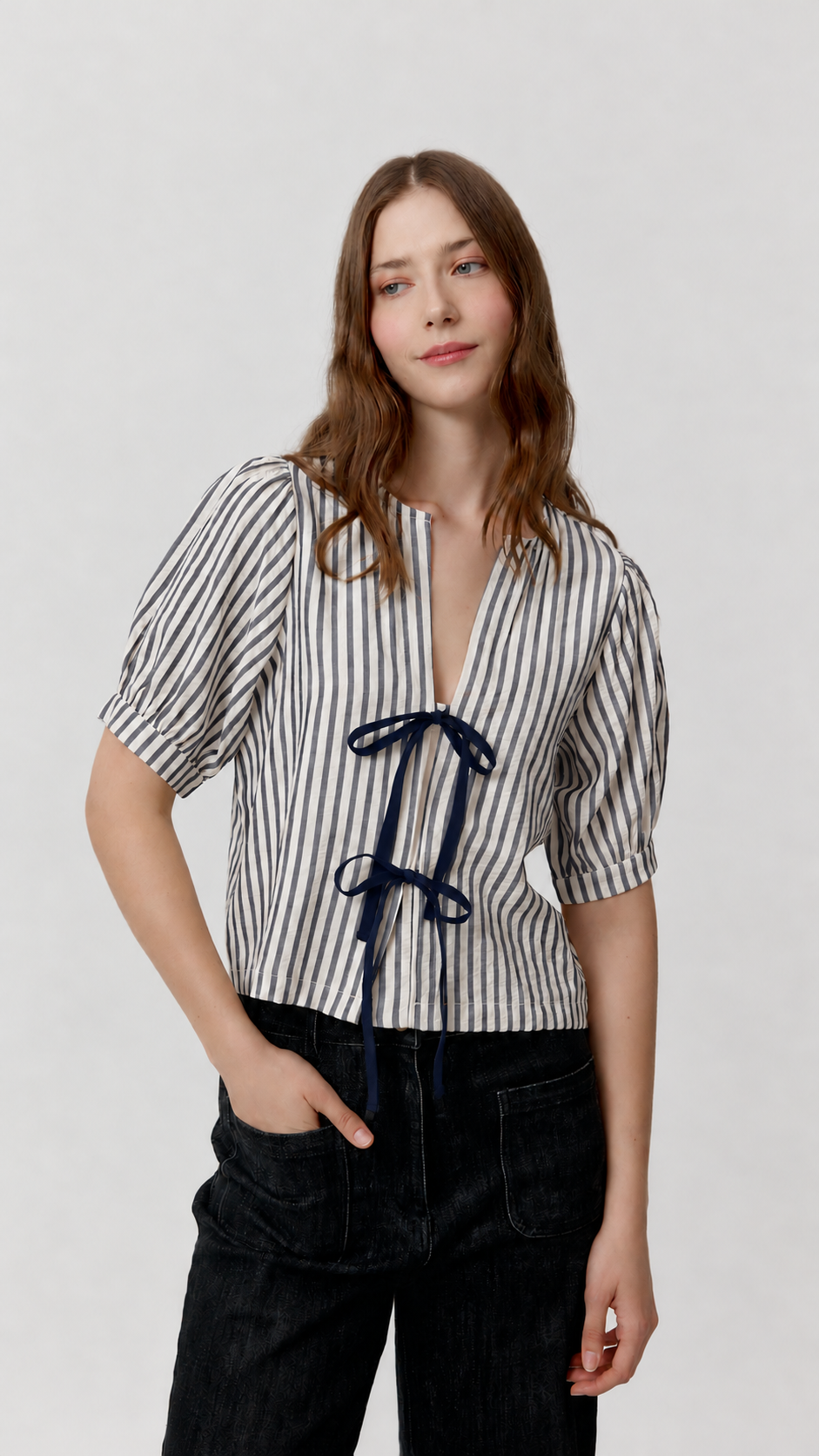 Camisa Poete Blue de rayas azules, vista frontal.